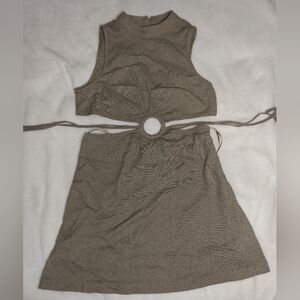 Altar'd State Tan Mini Dress with Cutout Ring